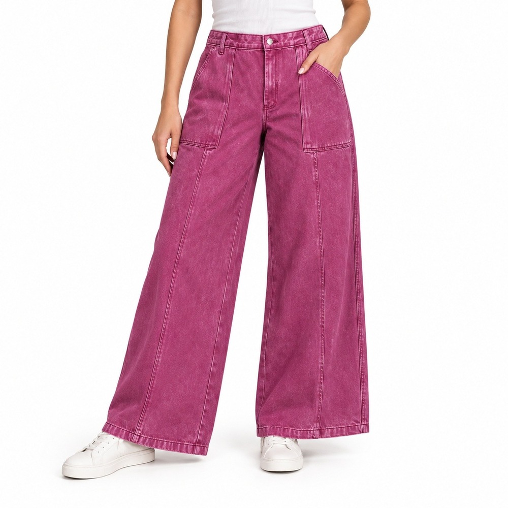 NWT Scoop Mr Slouchy Relaxed Wide Leg Jeans Twill Womens 12 Rose Pink Y2K Boho